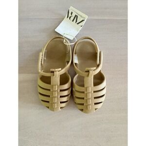 NWT Zara Kids Jelly Fisherman Sandals Tan Beige Rubber Cage Shoes EU 21/ US 5.5